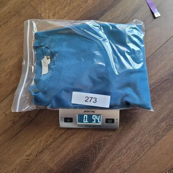 Loft Sweater Medium Teal Puff Sleeve Solid Round Neck Long Sleeve Soft 593282 - Picture 15 of 16